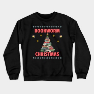 Bookworm Christmas Tree books Crewneck Sweatshirt